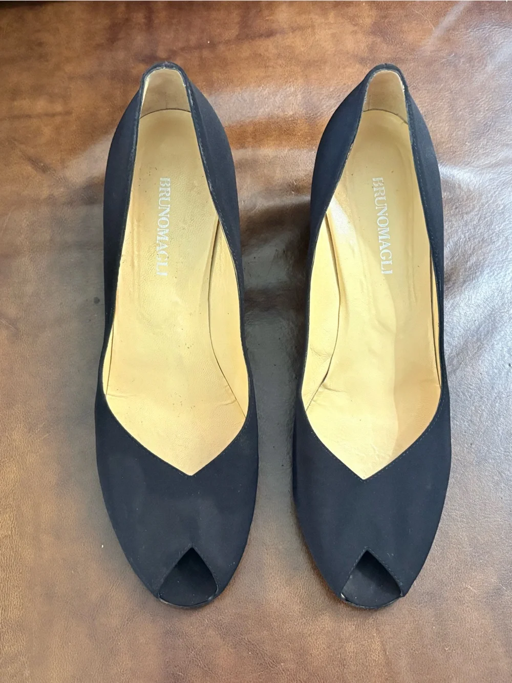 Bruno Magli Womens Black Wedge Peep Toe Pumps 2